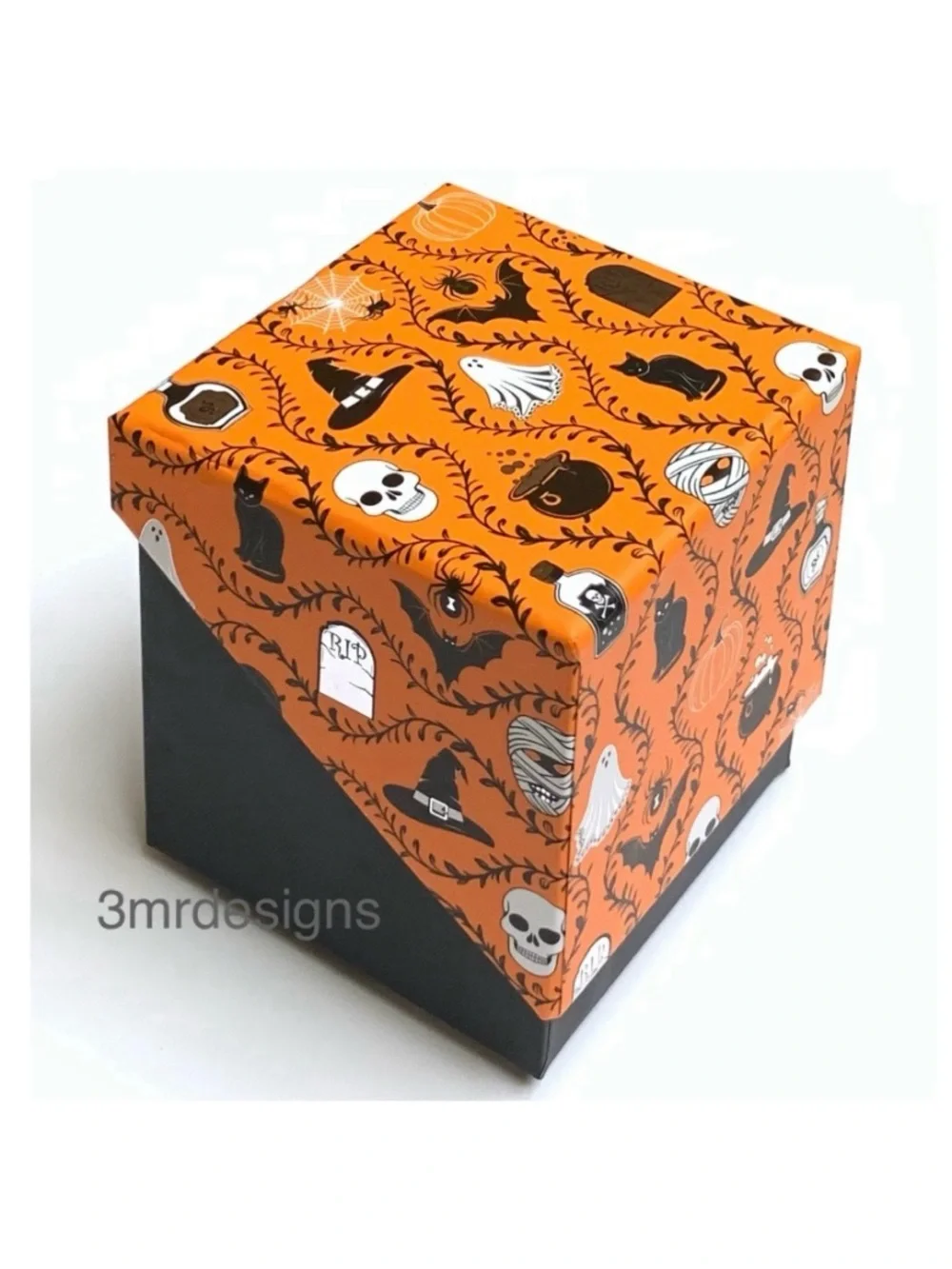 NWT VIRAL True To Form Halloween Black Cat Glass Stones Matte Black Metal Hinged